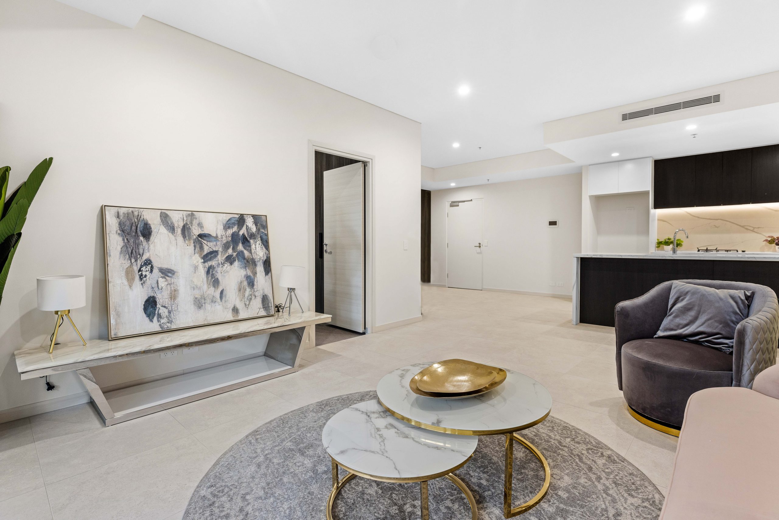 A photograph of a modern interior living space