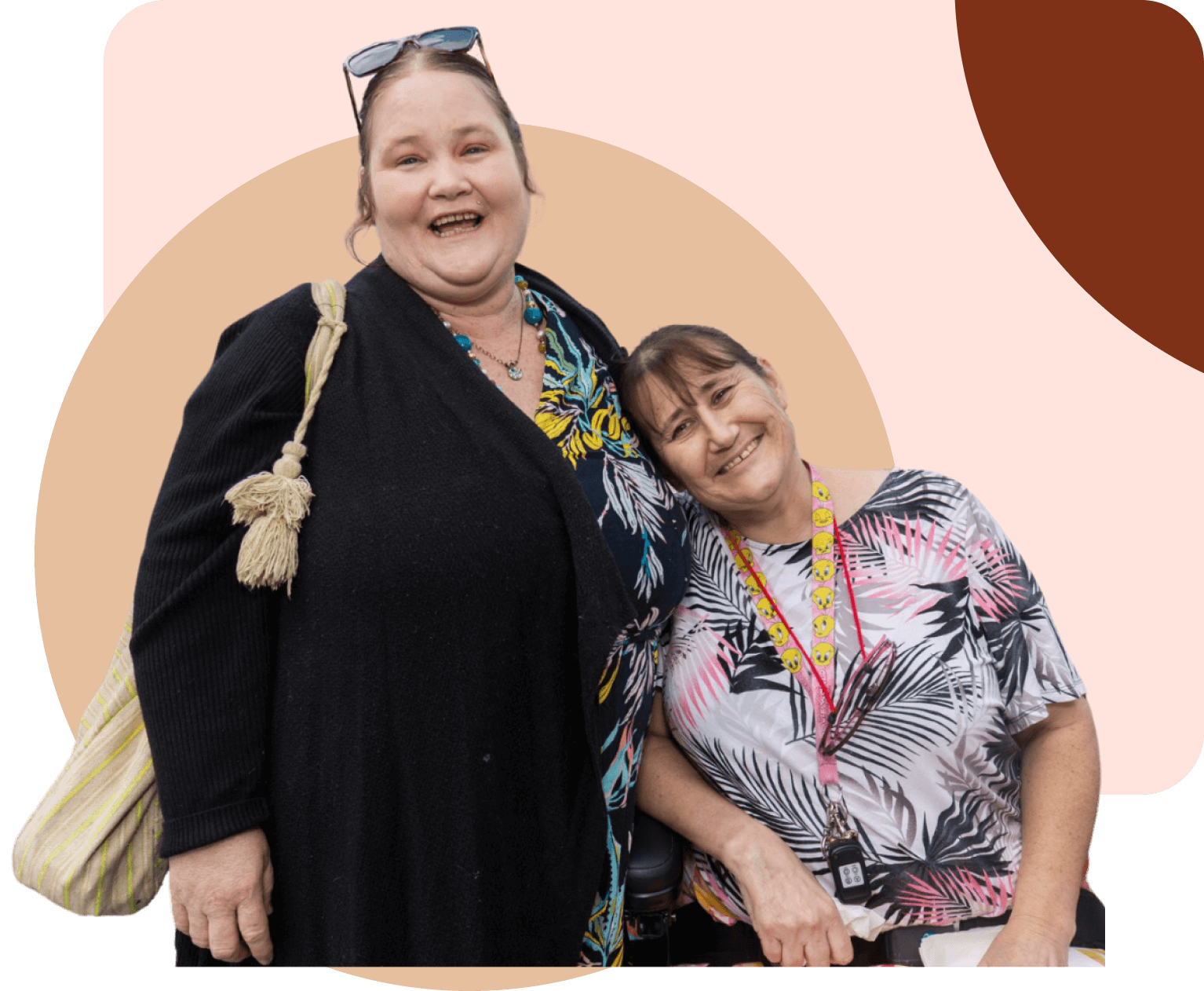 A couple of women standing next to each other.